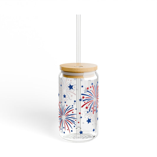 4th of July Fireworks Libbey Glass drink ware Summer drinks Glassware Celebration Independence Day Sipper Glass, 16oz